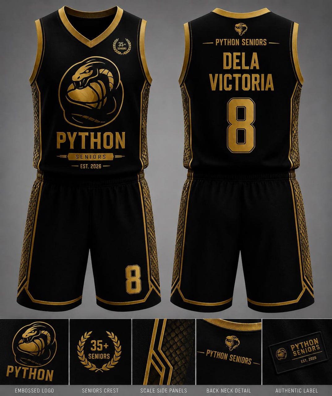 Python Seniors HBL Jersey - Black and Gold