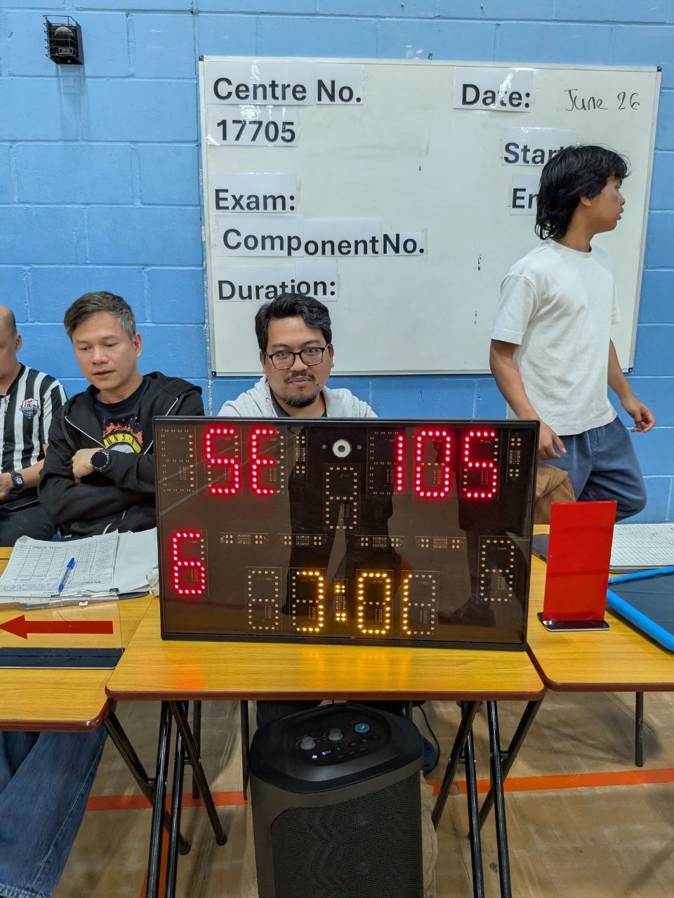 Scoreboard showing Pythons 105 - Spartans 56